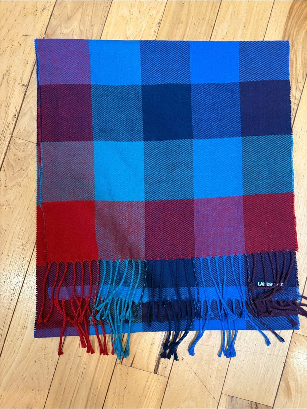 Multicolor Plaid Land’s End Scarf - Blue, Red and Green